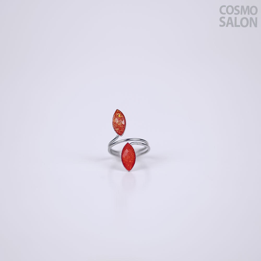 Dual Leaf Red Stone Ring