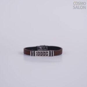 Brown Leather Greek Key Bracelet
