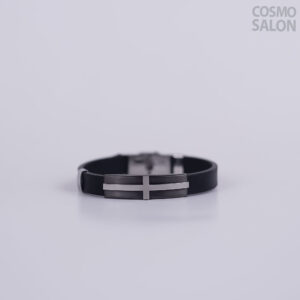 Black Cross Bar Leather Bracelet
