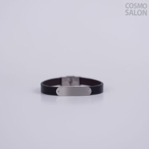 Plain Silver Plate Leather Bracelet
