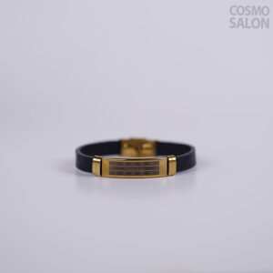 Versace-Inspired Leather Bracelet (Black & Gold)